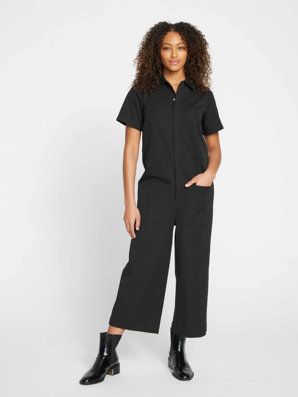 Universal Standard Twill Black Jumpsuit - S (14-16)